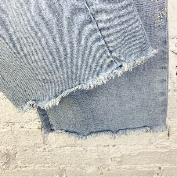 Express Flare High Rise Light Wash Metallic Embroidered Jeans 6 - Picture 5 of 11